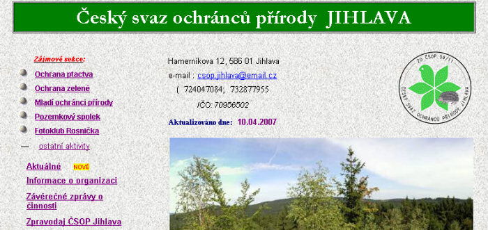 Web ZO ČSOP Jihlava
